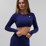 Core Luxe Long Sleeve Crop top - Navy