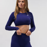 Core Luxe Long Sleeve Crop top - Navy