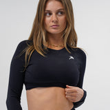 Core Luxe Long Sleeve Crop top - Black