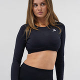 Core Luxe Long Sleeve Crop top - Black