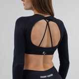 Core Luxe Long Sleeve Crop top - Black