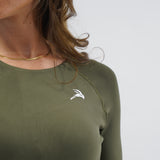 Core Luxe Long Sleeve Crop top - Army Green