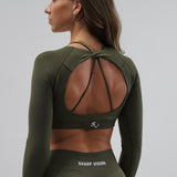Core Luxe Long Sleeve Crop top - Army Green