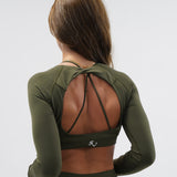 Core Luxe Long Sleeve Crop top - Army Green