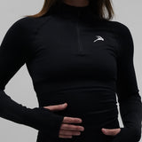 Core Luxe Seamless 1/4 Zip up vest - Black