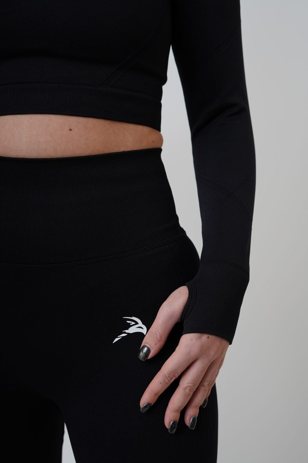 Figure Seamless Long Sleeve Crop Top - Black - Image 5