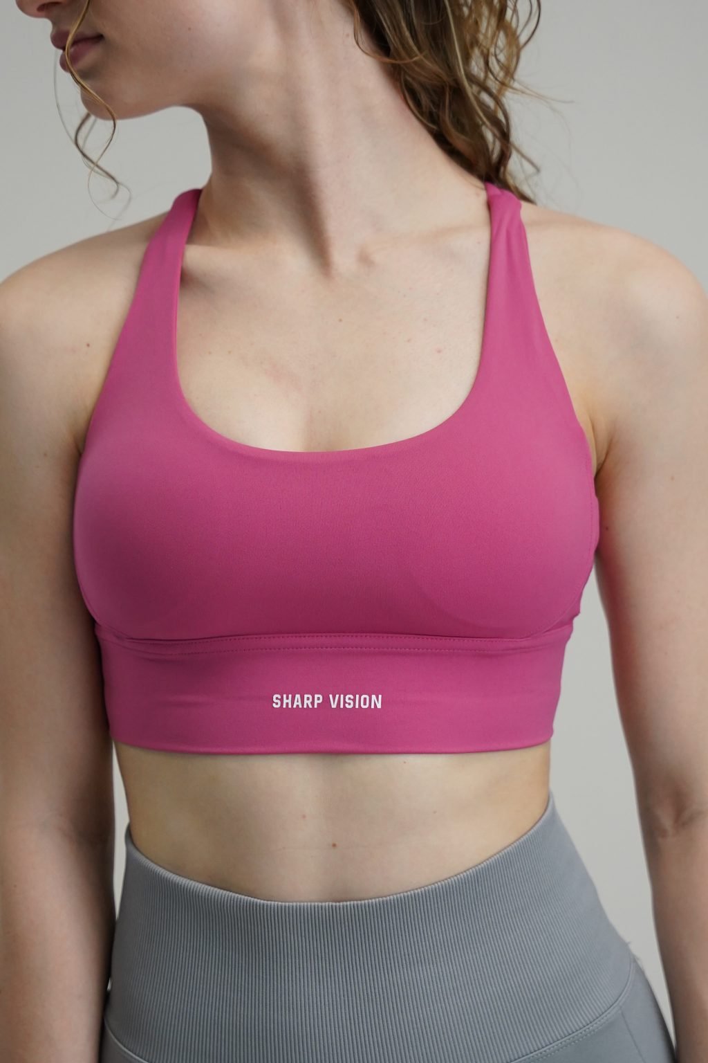 Crossover Sports Bra - Hot Pink - Image 2