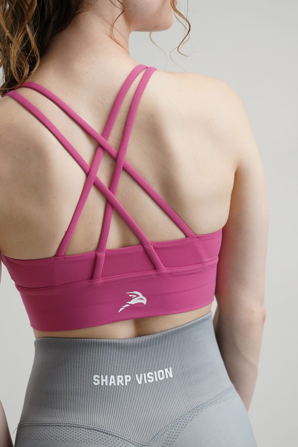 Crossover Sports Bra - Hot Pink - Image 5