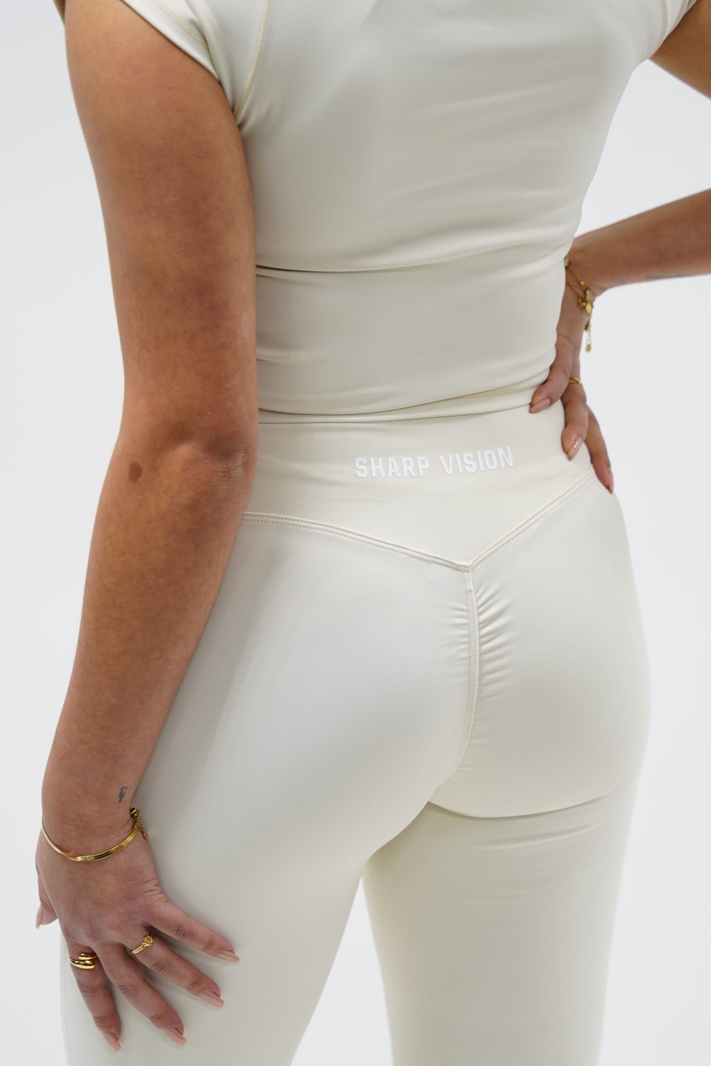 Sculpt Flared Leggings - Cream - Image 4